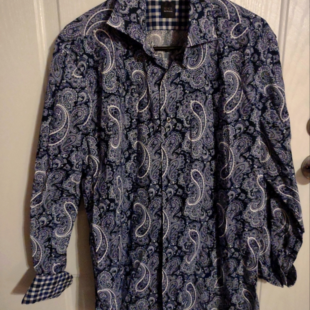 Saks Fifth Avenue Shirt Mens L Long Sleeve Button Up Cotton Dress